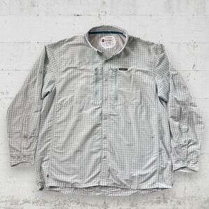 SIMMS Insect Shield Vented Button Up Fishing Shirt Long Sleeve Men's 2XL Green